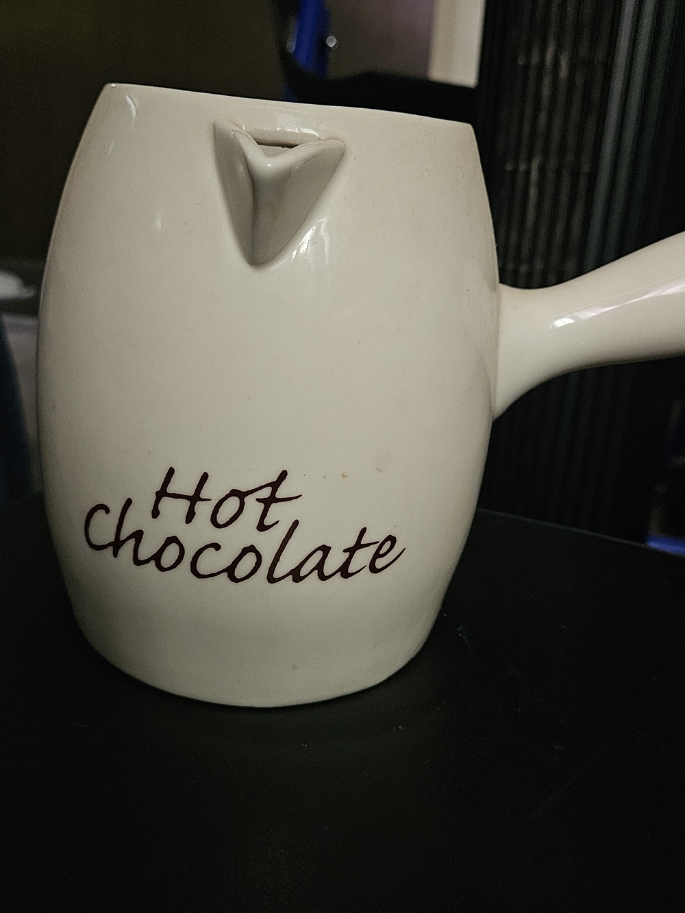 White 'Hot Chocolate' Ceramic Pitcher - Unbranded